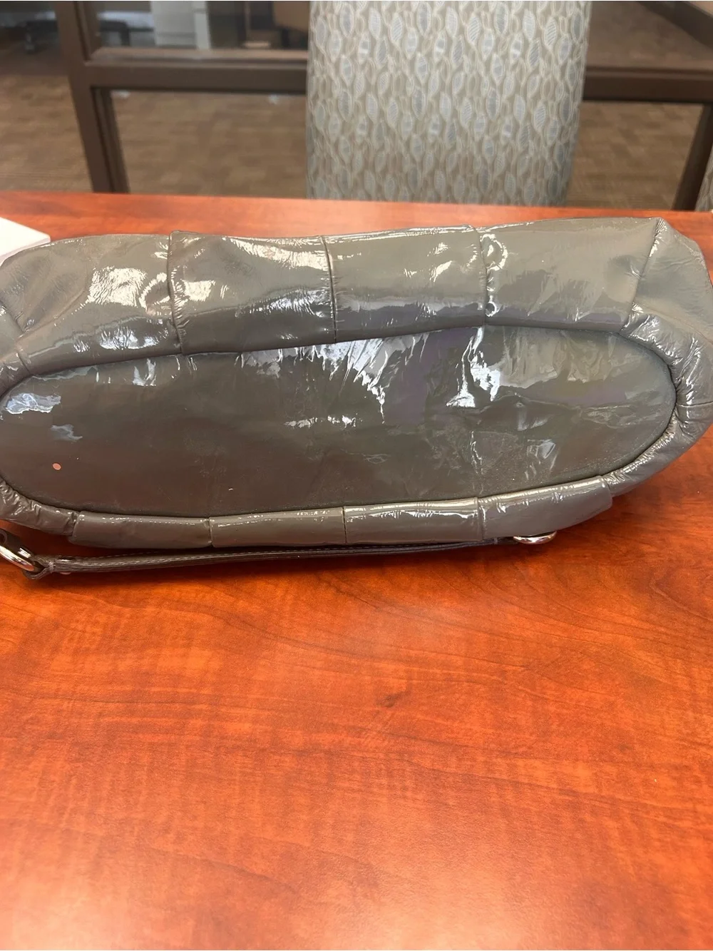 Coach Glossy Patent Leather Satchel in Gray